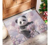 CAEITLRSO Dream Garden Indoor Door Mat - 40x60cm Flannel Fabric Non slip Floor Doormat with Panda Hot Air Balloon Rose, washable for Bedroom,Living Room - Halloween Decor Rug Gifts, Light Pink