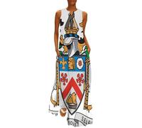 CAEITLRSO Dress for Women Saint Kitts and Nevis National Flag Sleeveless Loose Maxi Dresses Bohemian Plus Size V Neck Casual Long Dresses Beach Swing Dress with Pockets