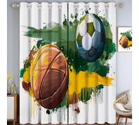 CAEITLRSO Football Basketball Curtains Eyelet Soft Thermal Blackout Curtains Paint Splatter Ring Top Soundproof Window Drapes for Bedroom Living Room 46.1 x 53.9 Inch Drop 2 Panels