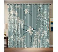 CAEITLRSO Grace Swallow Curtains Eyelet Soft Thermal Insulated Noise Reducing Blackout Curtains Weeping Willow Flowers Ring Top Window Drapes for Bedroom Living Room 66.1 x 90.2 Inch 2 Panels