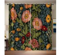 CAEITLRSO Marigold Pampas Grass Curtains Eyelet Soft Thermal Insulated Noise Reducing Blackout Curtains Beautiful Garden Ring Top Window Drapes for Bedroom Living Room 66.1 x 90.2 Inch 2 Panels