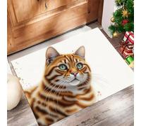 CAEITLRSO Pets Portraits Small Area Rug Washable 50x80cm Warm Orange Doormats Indoor Non-slip Bedside Rug Cute Tabby Cats Floor Mat for Entrance Living Room Bedroom Laundry Room