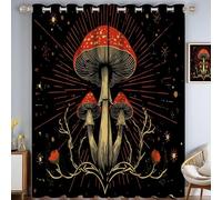 CAEITLRSO Psychedelic Mushroom Curtains Eyelet Soft Thermal Insulated Noise Reducing Blackout Curtains Retro Art Nouveau Ring Top Window Drapes for Bedroom Living Room 66.1 x 72 Inch 2 Panels