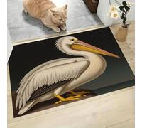 CAEITLRSO Retro Animal Door Mats Moonlit Night Pelicans Absorbent Non-Slip Low Profile Doormat for Entrance, Inside, Kitchen, Machine Washable Front Door Mat for Pets or Dog 40x60cm, Milky