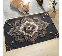 CAEITLRSO Retro Bohemian Door Mats Geometry Mandala Absorbent Non-Slip Low Profile Doormat for Entrance, Inside, Kitchen, Machine Washable Front Door Mat for Pets or Dog 50x80cm, Brown