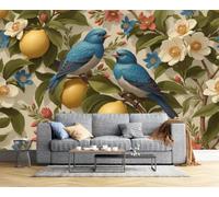CAEITLRSO Retro Countryside Wall Murals, Lemon Little Flower Tiger Mural Wall Silk Fabric, uv-Resistant, Large Photo Wallpaper for Living Room Bedroom Kitchen Office Kids, 200x140cm