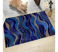 CAEITLRSO Retro Luxury Flannel Doormat washable Abstract Wave Welcome Floor Mat Non-Slip Foldable Entrance Door Rugs for Indoor Outdoor Home Bathroom, 60x90cm