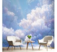 CAEITLRSO Silk Wallpaper 3D Wallpapers 200x140cm, Dream Ocean Wall Covering for Living Room Bedroom Home Decoration, Watercolor Underwater Coral, Light Blue