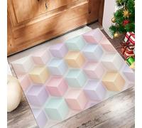 CAEITLRSO Simple Fresh Door Mat 80x120cm, Macarons Cubes Machine Washable Mat Super Soft Non Slip Doormat Indoor Outdoor Water Absorbent Floor Mats Heavy Duty Entrance Rug, Pinkish Purple