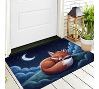 CAEITLRSO Starry Sky Forest Door Mat, Moonlit Night Fox Welcome Decorative Floor Mat with Non Slip Rubber Backing, Dirt Trapper Easy Cleaning Doormat for Indoor Entry Patio Garden 60x90cm