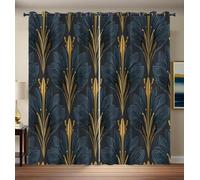 CAEITLRSO Symmetry Leaf Curtains Eyelet Soft Thermal Blackout Curtains Elegance Decoration Ring Top Soundproof Window Drapes for Bedroom Living Room Home Decoration 90.2 x 90.2 Inch Drop 2 Panels