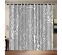 CAEITLRSO Tree Shadows Branches Curtains Eyelet Soft Thermal Blackout Curtains Abstract Forest Ring Top Soundproof Window Drapes for Bedroom Living Room Home Decoration 66.1 x 72 Inch Drop 2 Panels