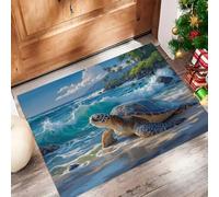 CAEITLRSO Tropical Beach Small Rugs Cartoon Turtle Washable 60x90cm Foldable Entrance Carpet Runner Door Mats Non Slip Kitchen Carpet Floor Mat for Office bedoom Decor