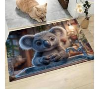 CAEITLRSO Washable Small Rug, Cute Healing Animals Non Slip Door Mat, 80x120cm Playing Koala, Soft Low Pile Rug, Rubber Backing, Stain & Fade Resistant, for Kitchen Bathroom Indoor Entrance