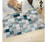 CAEITLRSO Washable Small Rug, Modern Instagram Style Non Slip Door Mat, 50x80cm Pattern Checkerboard, Soft Low Pile Rug, Rubber Backing, Stain & Fade Resistant, for Kitchen Bathroom Indoor Entrance