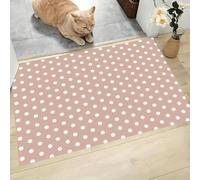 CAEITLRSO Washable Small Rug, Nordic Instagram Style Non Slip Door Mat, 50x80cm Minimalist Polka Dot, Soft Low Pile Rug, Rubber Backing, Stain & Fade Resistant, for Kitchen Bathroom Indoor Entrance