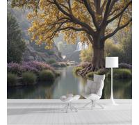 CAEITLRSO Watercolor Waterfall Wonderland Mural Wallpaper, Fantasy Forest Garden Photo Wallpaper for Bedroom, Living Room, TV Backdrop, Office, 3D Panoramic Wall Mural Silk Wall Paper 200x140cm (WxH)