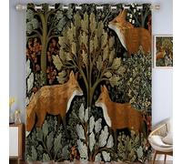 CAEITLRSO Woods Fox Curtains Eyelet Soft Thermal Blackout Curtains Art Nouveau Ring Top Soundproof Window Drapes for Bedroom Living Room 66.1 x 72 Inch Drop 2 Panels