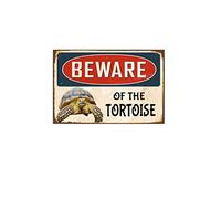 CAEJCCL Beware of the Tortoise Metal Tin Sign Warning Sign for Home Outdoor Garden 8x12 Inches