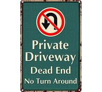 CAEJCCL Private Driveway Dead End No Turn Around Metal Tin Warning Safety Sign Aluminum for Home Outdoor Garden 8x12 Inches