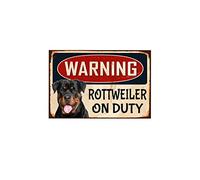 CAEJCCL Rottweiler on Duty Metal Tin Warning Sign - Aluminum Safety Sign for Home Outdoor Garden - 8x12 Inches
