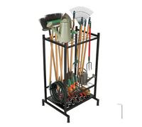 CaeliMuse Heavy Duty Metal Garden Tool Rack, Freestanding Garden Tool Storage for 35 Shovels Rakes & Brooms, Space Saving Garage & Shed Storage Solutions, Indoor Outdoor Tool Storage Organiser