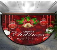 CaelumDecor Half Round Door Mat,Backed Natural Coco Coir Half Non-Slip Entrance Welcome Mat for Indoor Semi Circle Bathroom Floor Rugs Outdoor christmas decorations door mat(Size:60X90)