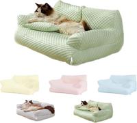 CaelumDecor Ice Silk Cooling Pet Bed, Dog Sofa Bed,Funny Fuzzy Ice Silk Pet Bed Breathable Washable Cat Dog Sofa Bed, Summer Anti-Slip Pad for Cats and Dogs(Size:L (25 * 18 * 11 in),Color:Green)