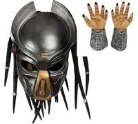 CaelumDecor New 2Pc Predator Helmet Mask Halloween Masque Helmet Latex Full Head Cover Crazy Party Headgear Props Predator Mask for Halloween