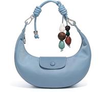 CaelumDecor New Crescent Leather Handbag for Women, Cute Hobo Under the Arm Purses with Removable Shoulder Strap & Pendant, Daily Use Stylish and versatile, easy to clean(Color:Blue)