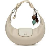 CaelumDecor New Crescent Leather Handbag for Women, Cute Hobo Under the Arm Purses with Removable Shoulder Strap & Pendant, Daily Use Stylish and versatile, easy to clean(Color:Beige)