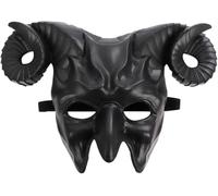 CaelumDecor New Devil Goat Horned Mask, Scary Halloween Mask for Adults Halloween Cosplay Props, Adult Half Face Masquerade Mask(Color:Black)