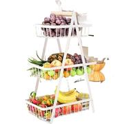 CaelumDecor New Multifunctional 2/3-Layers Draining Fruit Basket Kitchen Livingroom Save Space Dry Snacks Storage Rack Foldable Easy to assemble and clean(Size:3 layer,Color:white)