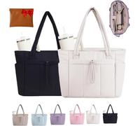 CaelumDecor New Quilted Tote Bag with Cup Holder & Laptop Compartment for Women, Large Capacity Cute Puffer Crossbody for Travel, Work Classic, fashionable and versatile(Color:2pcs,c)