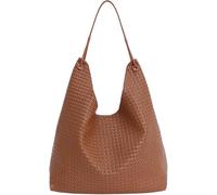 CaelumDecor New Women's Classic Woven Tote Bag, Fancy Ladies Shoulder Purse Leather Designer Bags with Magnetic Buckle, Beach, Work Stylish and versatile, easy to clean(Color:Brown)