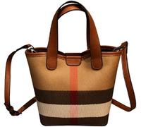 CaelumDecor New Womens Plaid Canvas Handbag Classic Designer Bucket Bags - Mini Crossbody Bag with Leather Handle,Stylish and versatile, easy to clean Everyday Use