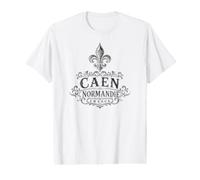 Caen Normandy Paris France Ornate Fleur-De-Lis Black Value Graphic T-Shirt