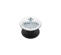 Caen Normandy Paris France Ornate Fleur-De-Lis Navy Print PopSockets Adhesive PopGrip