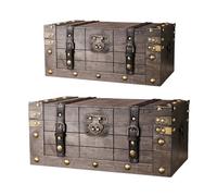 CaeorKvor Antique Styles Lockable Wooden Trinket Organiser Jewelry Storage Container with Home Decoration Accessory Vintage Wooden Keepsakes Chest