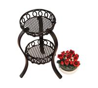 CaeorKvor Quick Assembly Double Layer Iron Flower Stand for Dollhouses Miniature Accessory Flower Holder