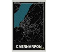 Caernarfon Street Map Poster Print | Wales | BLACK | A4