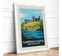 Caerphilly Castle Panorama Vintage Framed Wall Art Print A3 (42×29.7cm)