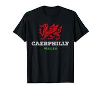Caerphilly Wales Welsh Dragon Flag Vintage T-Shirt