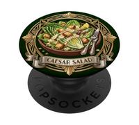 Caesar Salad Illustration Food Foodie Emblem Art Deco Design PopSockets Adhesive PopGrip