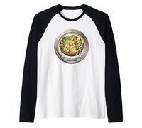 Caesar Salad Illustration Food Foodie Emblem Modern Design Raglan Baseball Tee