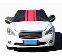 CAESY Car Windscreen Mirror Shield Cover for Volkswagen Polo Track 2022 2023 2024, Outdoor Winter Heavy Duty Ultra Thick Snow Frost Resistant Mirror Shield,Black+Red