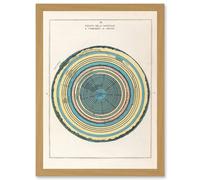 Caetani 1855 Map Chart Circles Hell Dante Inferno Divine Comedy Artwork Framed Wall Art Print A4 Artery8 Light Oak One Size
