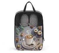 Cafe Bar Shoe Bag Travel Shoe Organizer Water-Resistant Shoe Pouch with Zipper Sneaker Dust Bag, gray, One Size, Modern