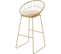 Cafe Chairs Metal Frame Barstool Counter Height Stools Bar Stool Cushion with Back Footrest Interesting (Gold 75cm)