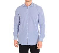 Cafe Coton JUNO5 Mens long sleeve lapel collar button closure shirt - Blue Cotton - Size EU 38
